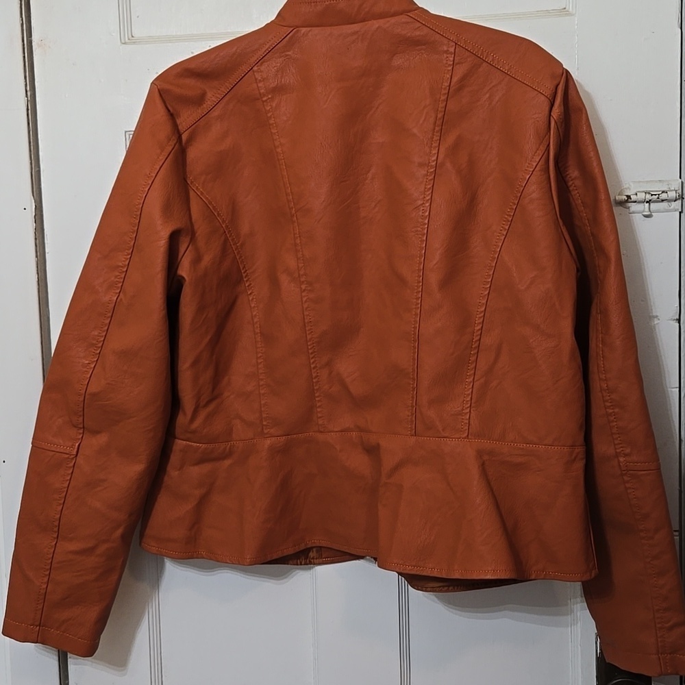 Baccini Women's Orange PUMPKIN Jacket SIZE LARGE PEPLUM LIKE FLARE WAIST - Picture 7 of 8